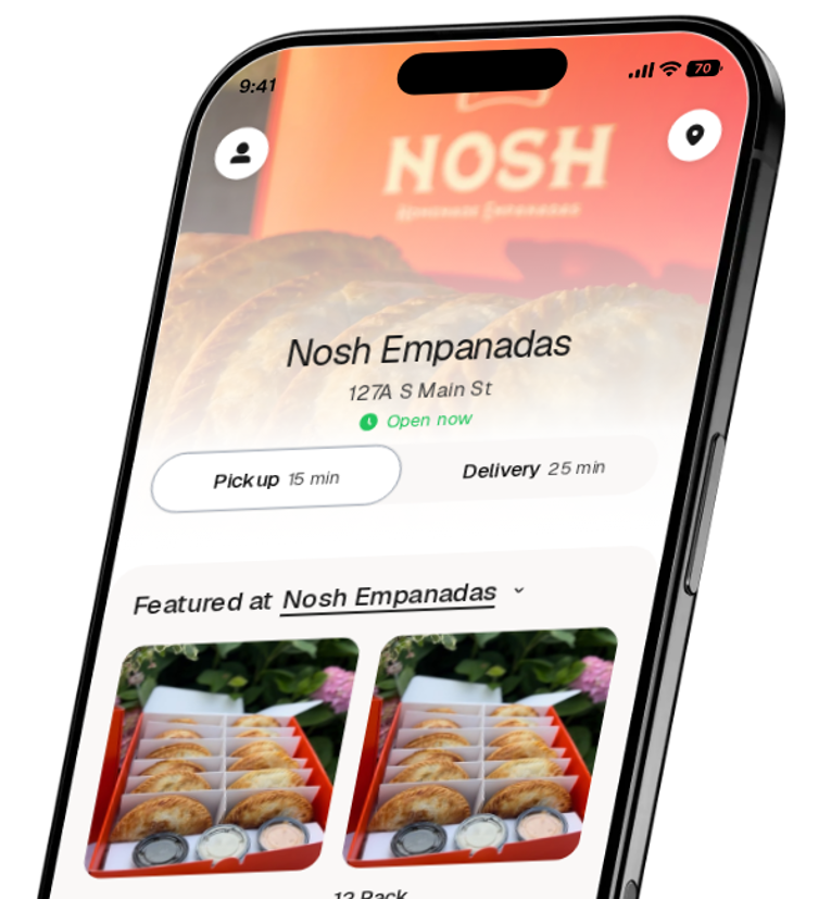Nosh Empanadas app preview